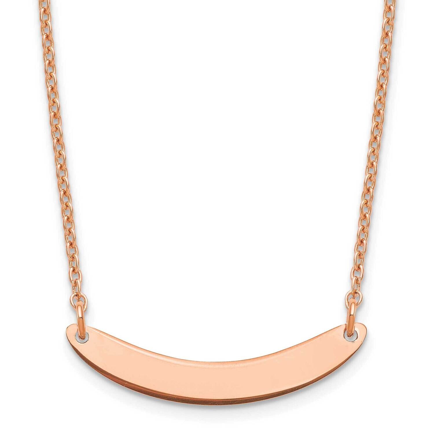 Rose-Plated Small Polished Curved Blank Bar Necklace Sterling Silver XNA1201RP, MPN: XNA1201RP,