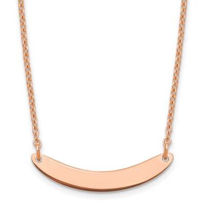 Rose-Plated Small Polished Curved Blank Bar Necklace Sterling Silver XNA1201RP, MPN: XNA1201RP,
