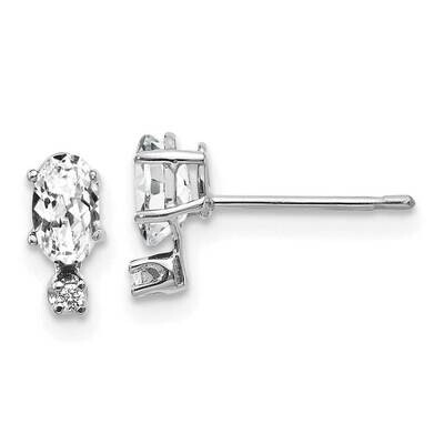 Diamond White Topaz Birthstone Earrings 14k White Gold XBE183W, MPN: XBE183W,