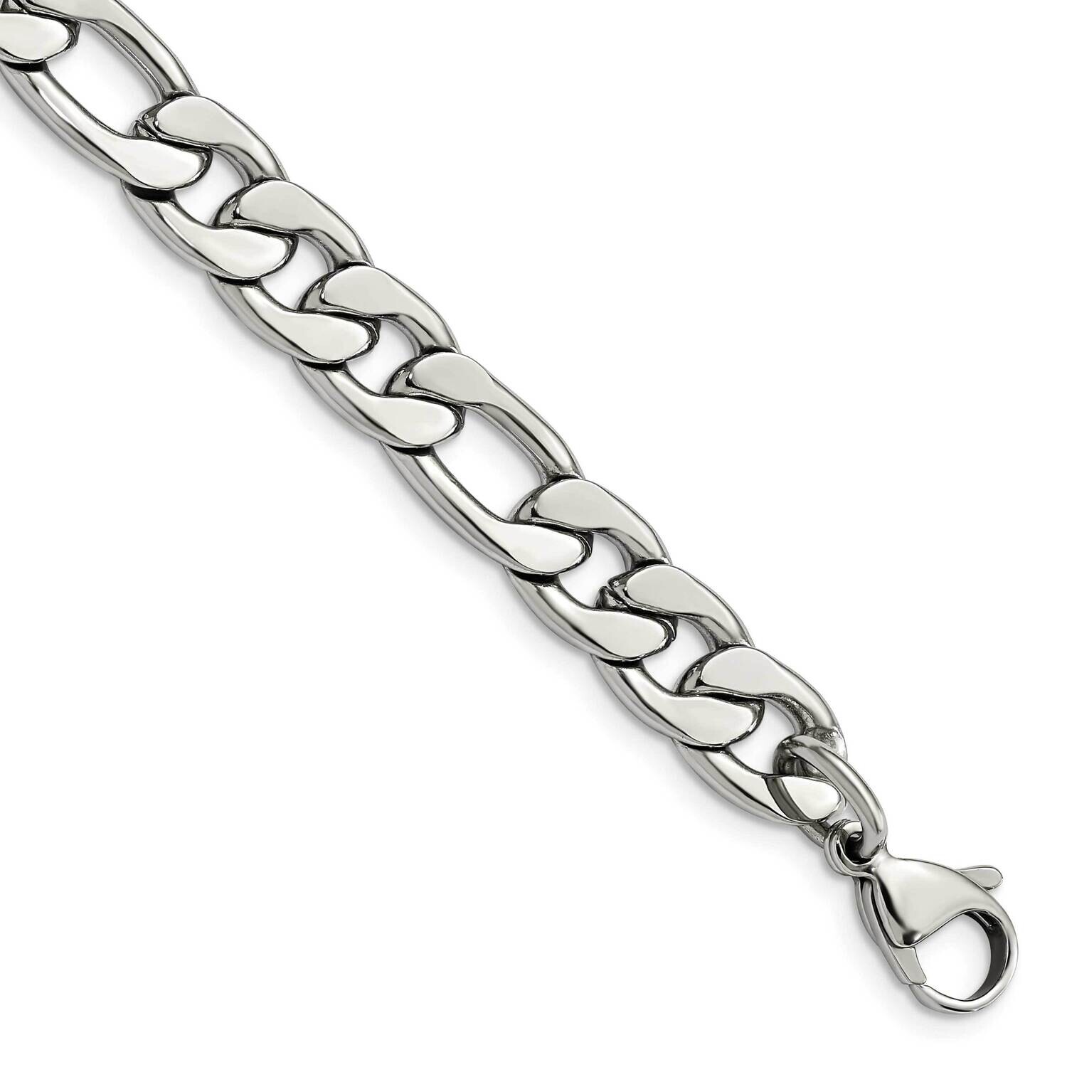Chisel Polished 8.75mm 8 Inch Figaro Chain Stainless Steel SRN682-8