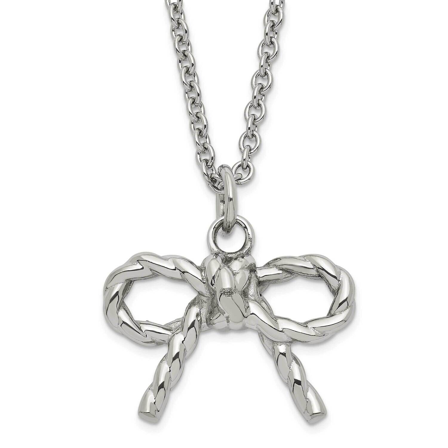 Polished Twisted Bow Necklace Stainless Steel SRN1420-18 by Chisel, MPN: SRN1420-18, 883957764221