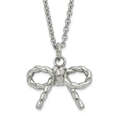 Polished Twisted Bow Necklace Stainless Steel SRN1420-18 by Chisel, MPN: SRN1420-18, 883957764221