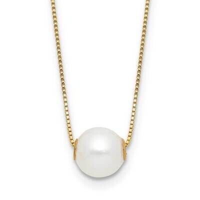 7-8mm Round White Freshwater Cultured Pearl 18 Inch Necklace 14k Gold XF822-18, MPN: XF822-18,