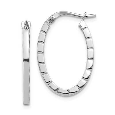 Striped Edge Oval Hoop Earrings 14k White Gold TF1943W, MPN: TF1943W, 191101975325