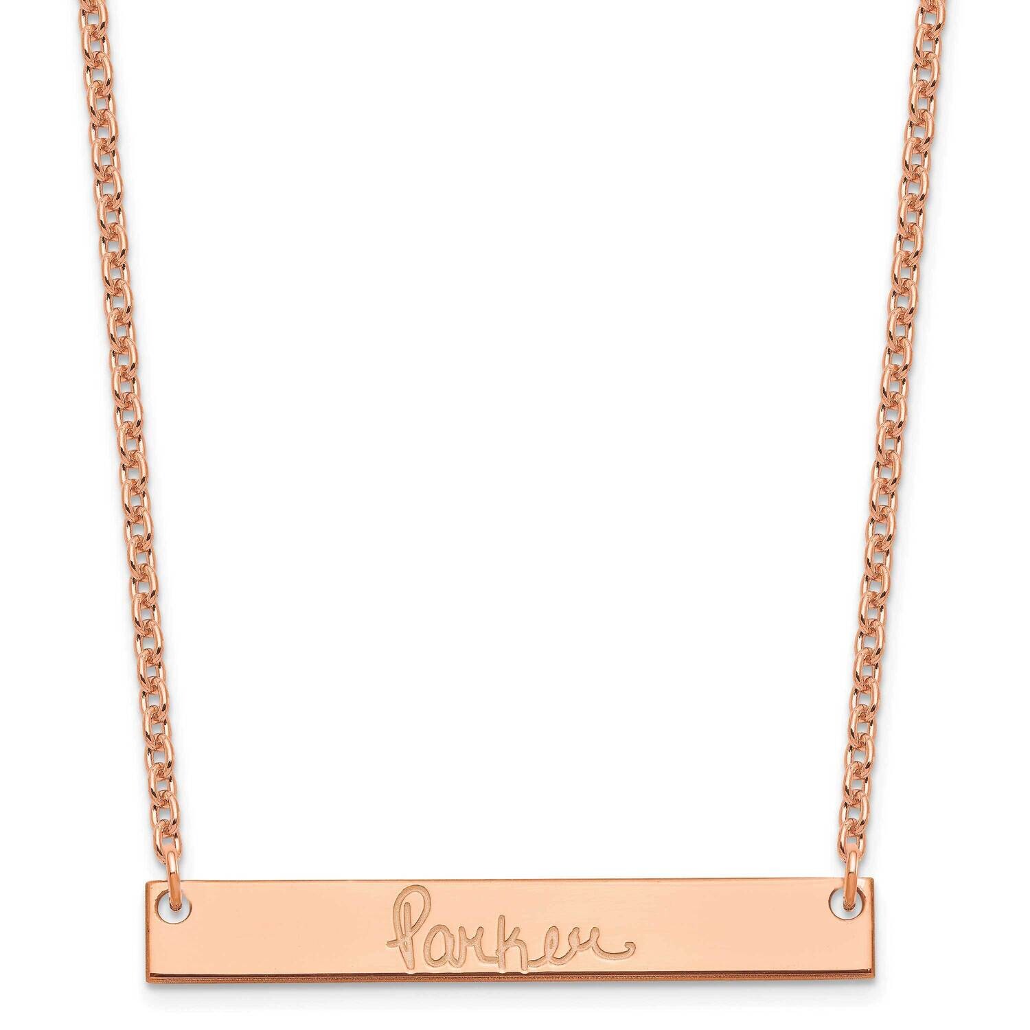 Rose-Plated Medium Polished Signature Bar Necklace Sterling Silver XNA1274RP, MPN: XNA1274RP,
