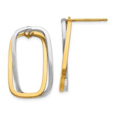 Fancy Versatile Rectangle Post Earrings 14k Two-Tone Gold TF1307YW, MPN: TF1307YW, 191101973956