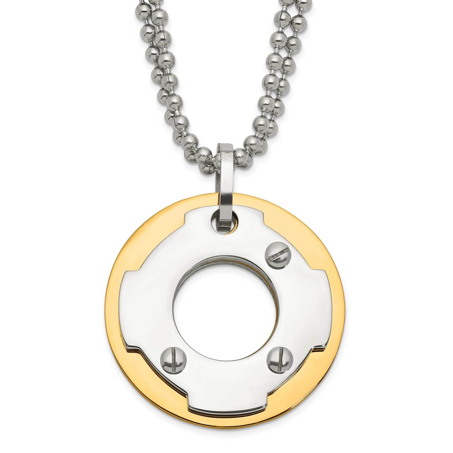 Yellow Ip-Plated Circle Double Necklace Stainless Steel SRN589-22 by Chisel, MPN: SRN589-22, 886774…