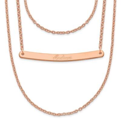 Rose-Plated Brushed 3 Chain 1 Bar Necklace Sterling Silver XNA651RP, MPN: XNA651RP,