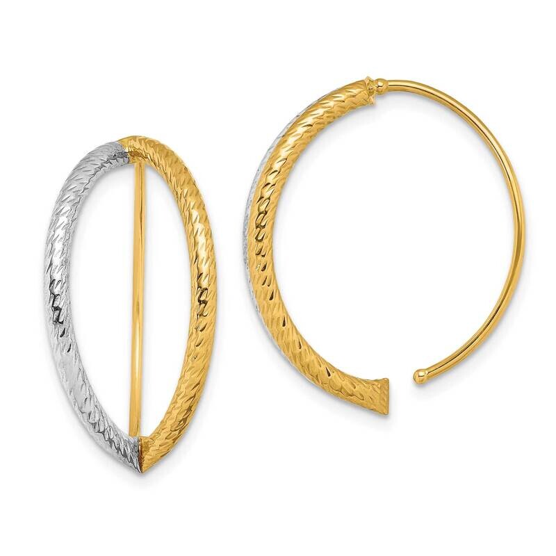 Diamond-Cut Dangle Threader Earrings 14k Gold With Rhodium TF1732