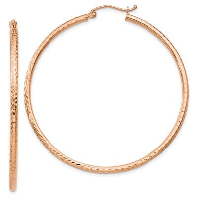 Diamond-Cut 2mm Round Tube Hoop Earrings 14k Rose Gold TC238R, MPN: TC238R, 196904159477