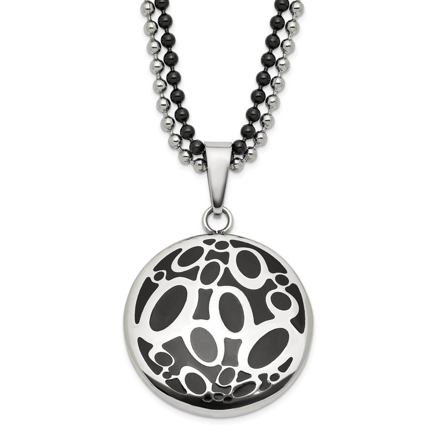 Black Rubber Fancy Circles 22 Inch Necklace Stainless Steel SRN642-22 by Chisel, MPN: SRN642-22, 88…