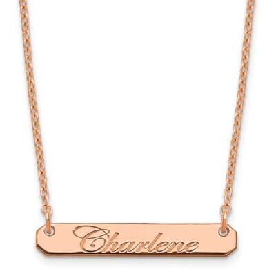 Rose-Plated Small Polished Edwardian Script Bar Necklace Sterling Silver XNA1215RP, MPN: XNA1215RP,