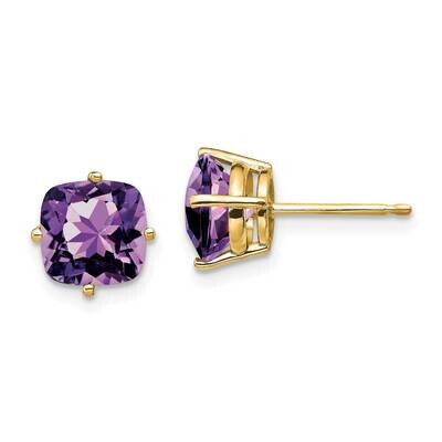 7X7mm Cushion Amethyst Earring 14k Gold XE108AM, MPN: XE108AM, 883957090818