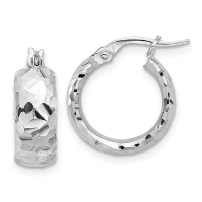 Polished Diamond Cut 6mm Hoop Earrings 14k White Gold TF2218YW, MPN: TF2218YW,