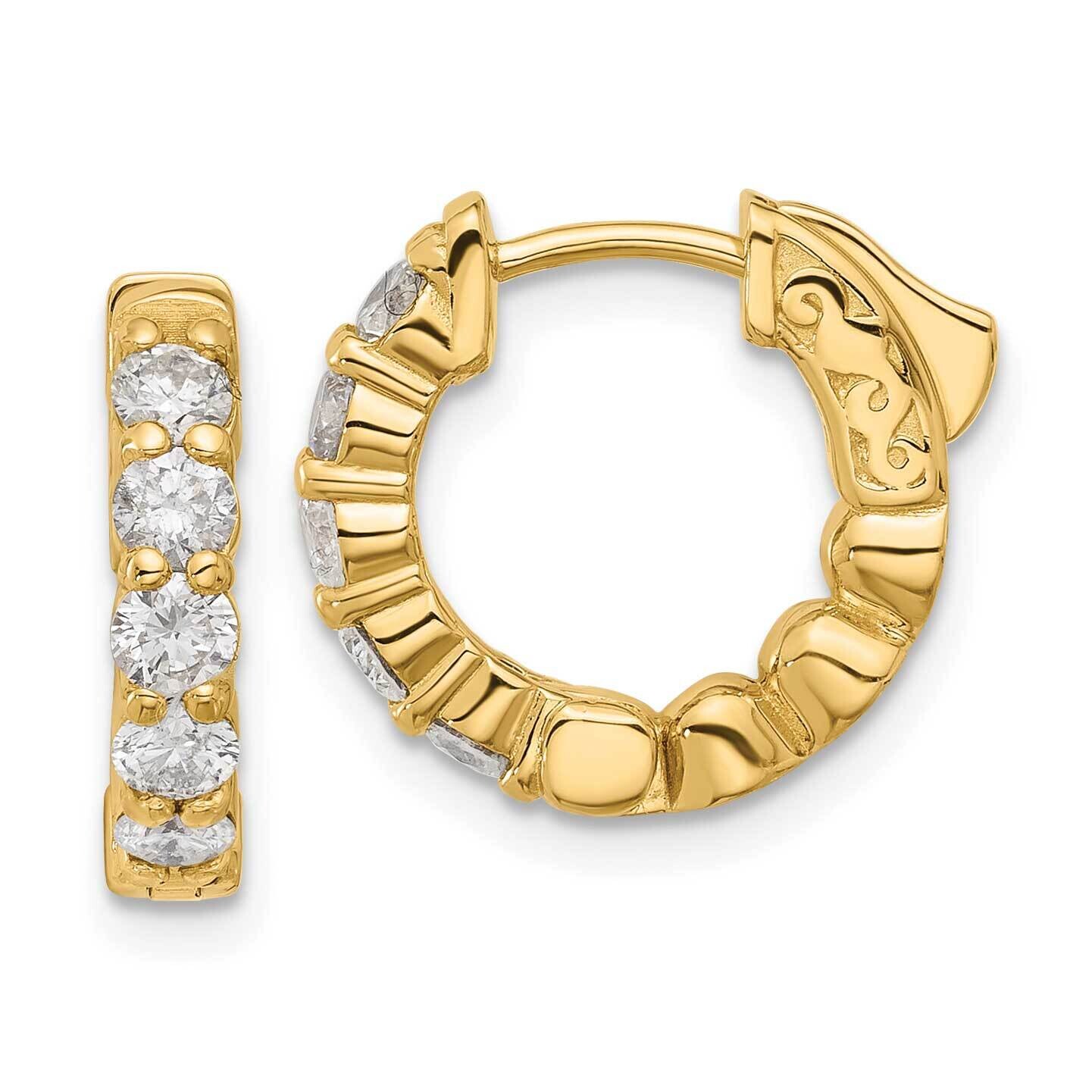 1Ct 10-3.0mm Round Hoop Safety Clasp Diamond Earrings 14k Gold XE3259AA, MPN: XE3259AA,