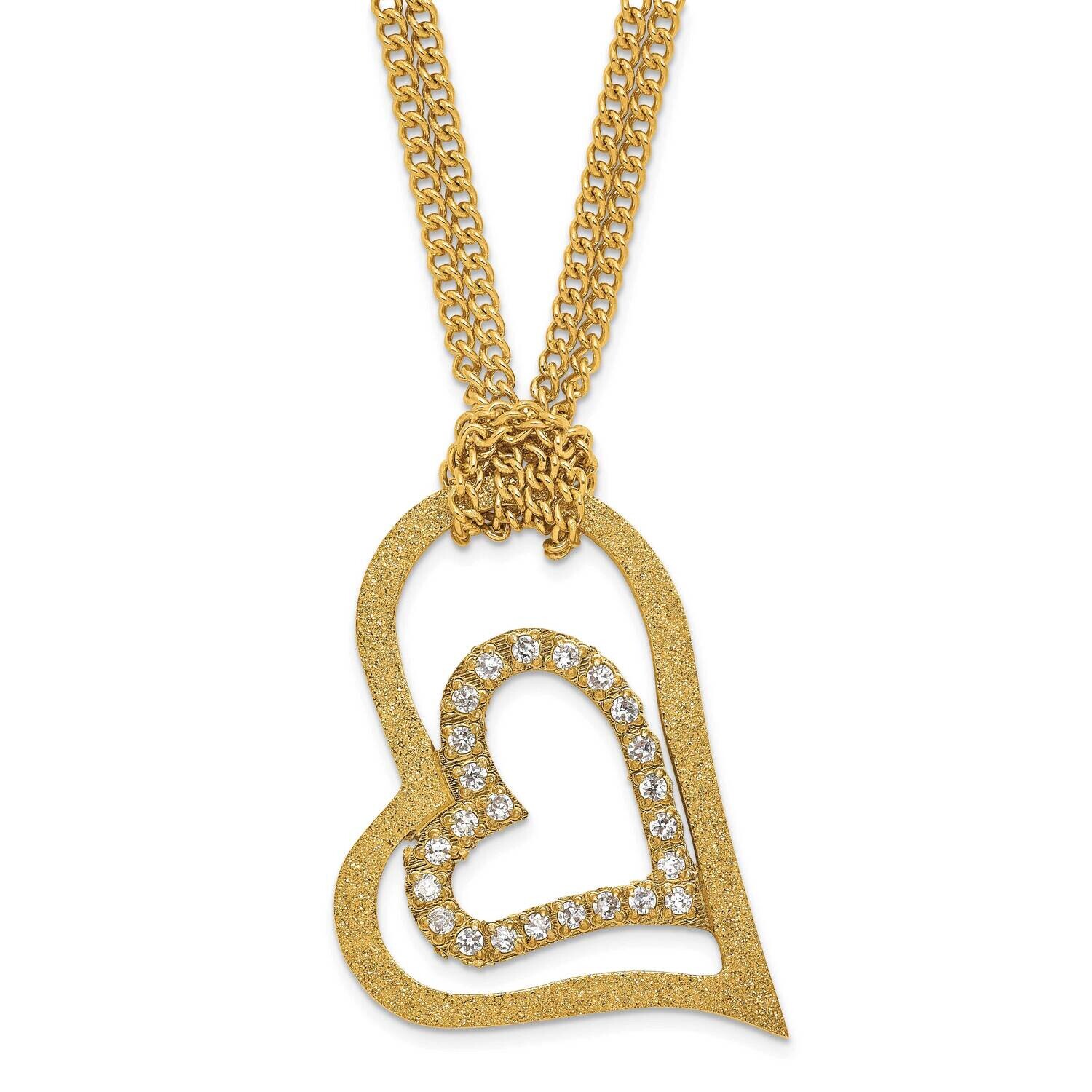 Yellow Ip-Plated Laser-Cut Heart CZs 20In Necklace Stainless Steel SRN823-20 by Chisel, MPN: SRN823…