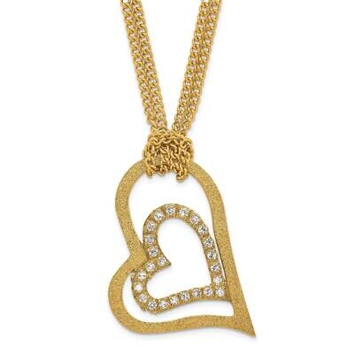 Yellow Ip-Plated Laser-Cut Heart CZs 20In Necklace Stainless Steel SRN823-20 by Chisel, MPN: SRN823…