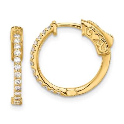 .40Ct 26-1.5mm Round Hoop Safety Clasp Diamond Earrings 14k Gold XE3255AA, MPN: XE3255AA,