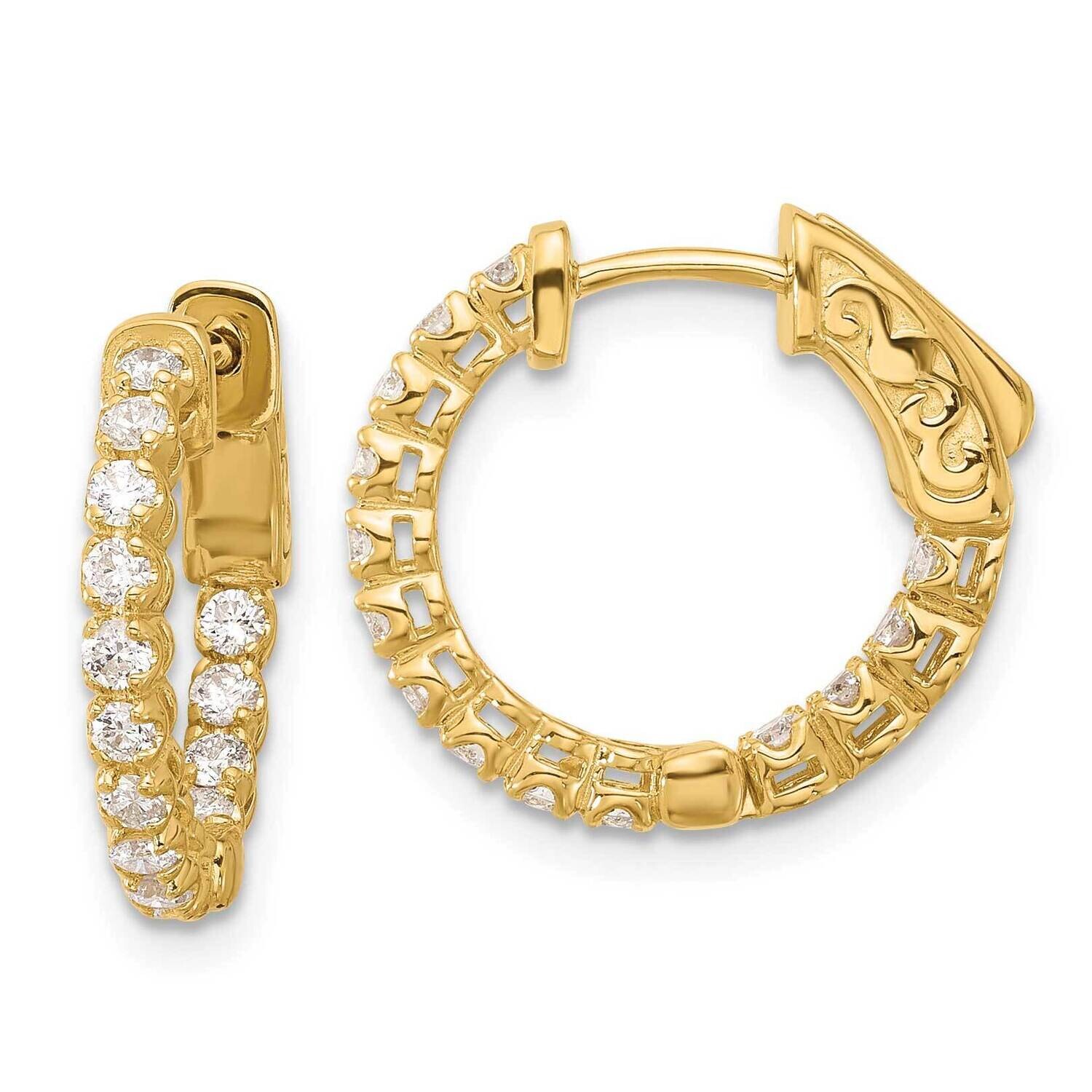.62Ct 28-1.75mm In Out Hoop Safety Clasp Diamond Earrings 14k Gold XE3261AA, MPN: XE3261AA,