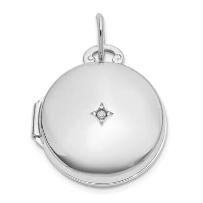 Polished Diamond 16mm Round Locket 14k White Gold XL868W, MPN: XL868W,