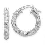 3.5mm Twisted &amp; Textured Round Hoop Earrings 14k White Gold TF2236W, MPN: TF2236W,