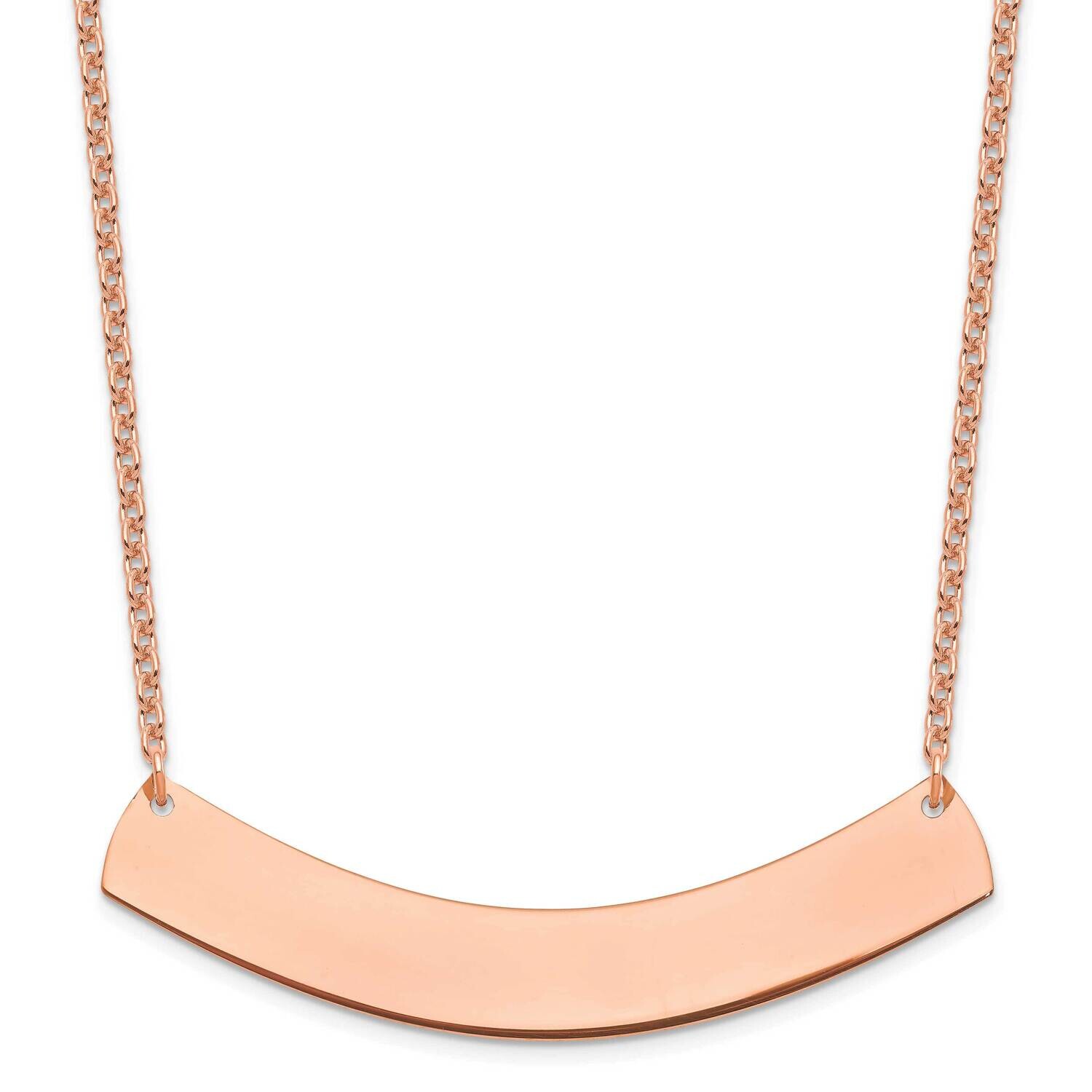 Rose-Plated Large Polished Curved Blank Bar Necklace Sterling Silver XNA1210RP, MPN: XNA1210RP,