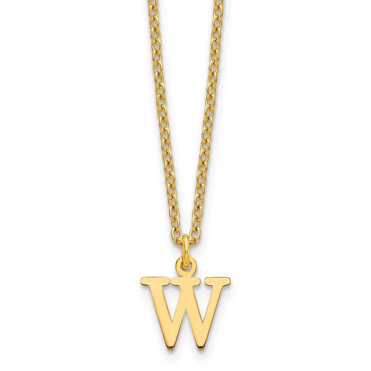 Gold-Plated Cutout Letter W Initial Necklace Sterling Silver XNA727GP/W, MPN: XNA727GP/W,