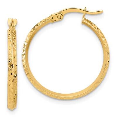 Diamond-Cut Knife Edge Hoop Earrings 14k Polished Gold TF2198, MPN: TF2198,