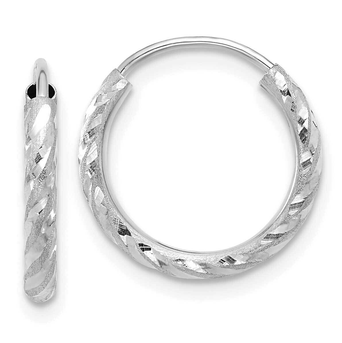 Polished Satin Diamond-Cut 2.00mm Endless Hoop Earrings 14k White Gold TF2186W, MPN: TF2186W,