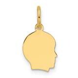 Plain Small .009 Gauge Facing Right Engravable Boy Head Charm 14k Gold XM659/09, MPN: XM659/09,