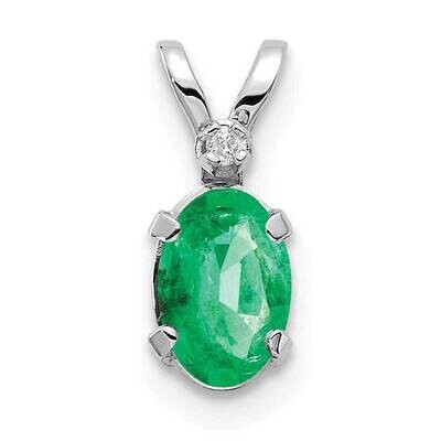 Diamond Emerald Birthstone Pendant 14k White Gold XBE160W, MPN: XBE160W,