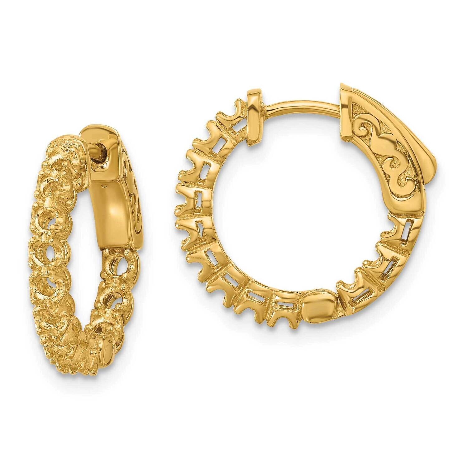 .84Ct 24-2.0mm In Out Hoop Safety Clasp Earring Mountings 14k Gold XE3262, MPN: XE3262,