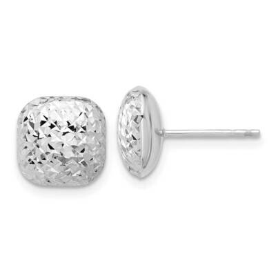 Polished Diamond-Cut 10mm Puffed Square Post Earrings 14k White Gold TF2340W, MPN: TF2340W,