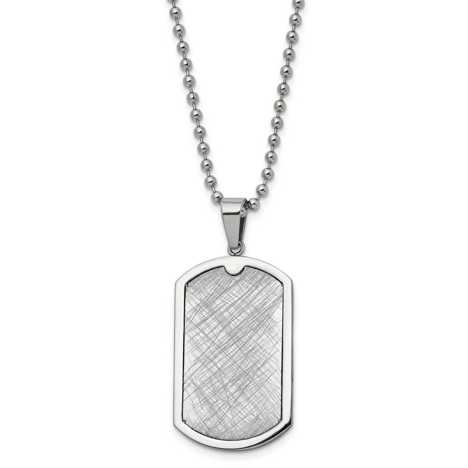 Chisel Stainelss Steel Polished Scratch Finish Center Dog Tag On A 24 Inch Ball Chain Necklace SRN3…