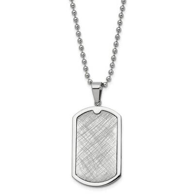 Chisel Stainelss Steel Polished Scratch Finish Center Dog Tag On A 24 Inch Ball Chain Necklace SRN3…
