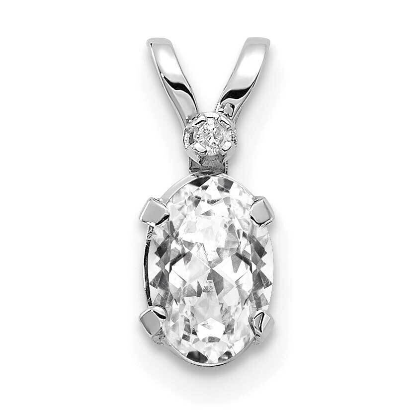 Diamond White Topaz Birthstone Pendant 14k White Gold XBE159W, MPN: XBE159W,