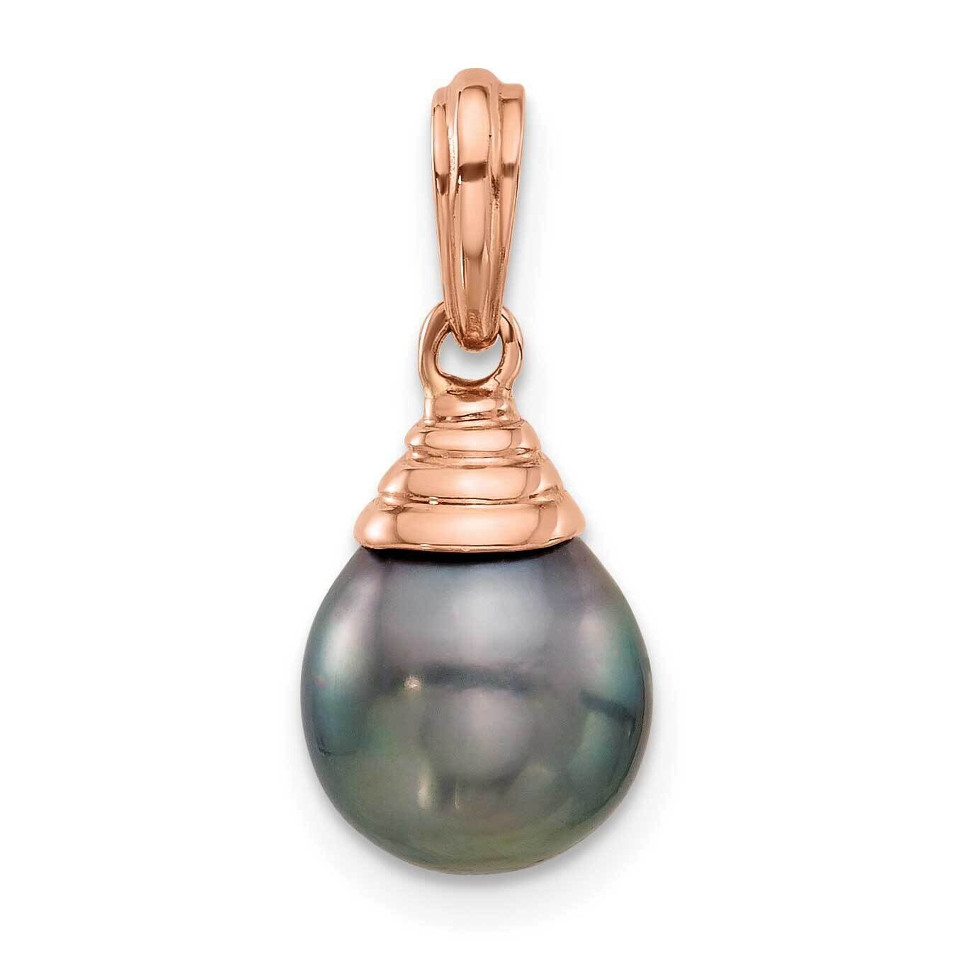 9-10mm Teardrop Black Saltwater Tahitian Pearl Pendant 14k Rose Gold XF808, MPN: XF808,