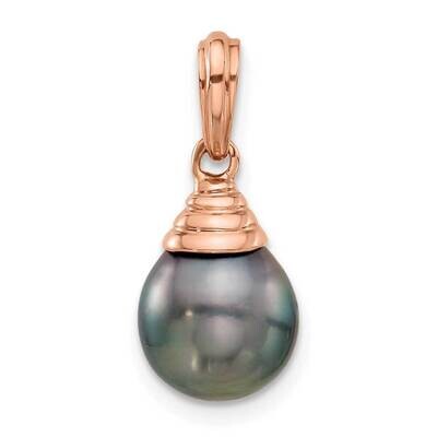 9-10mm Teardrop Black Saltwater Tahitian Pearl Pendant 14k Rose Gold XF808, MPN: XF808,