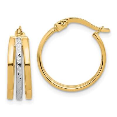 Polished Diamond-Cut Fancy Hoop Earrings 14k Two-Tone Gold TF2263, MPN: TF2263,