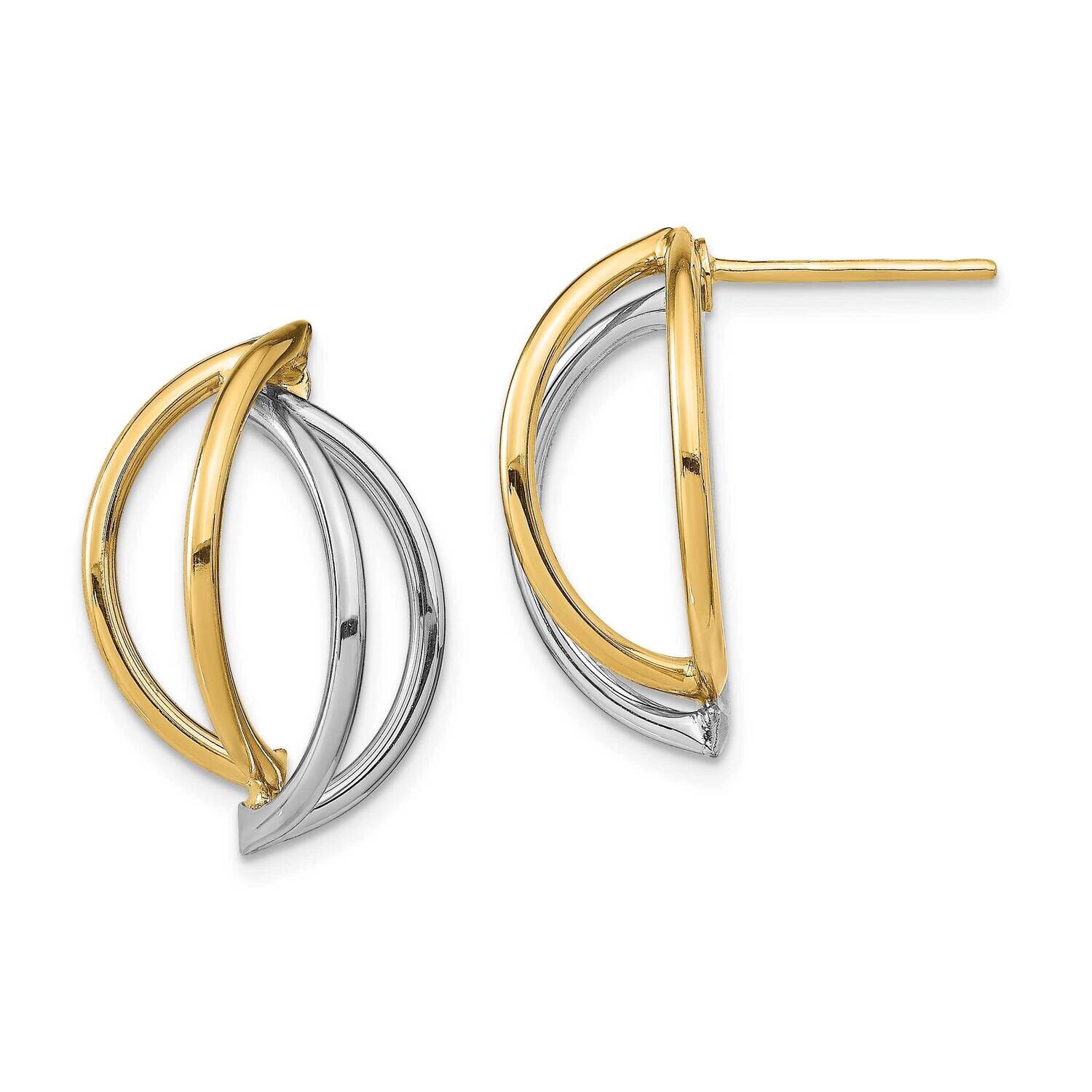 Double Half Circle Wire Post Earrings 14k Gold White Rhodium TF1930, MPN: TF1930, 191101975073