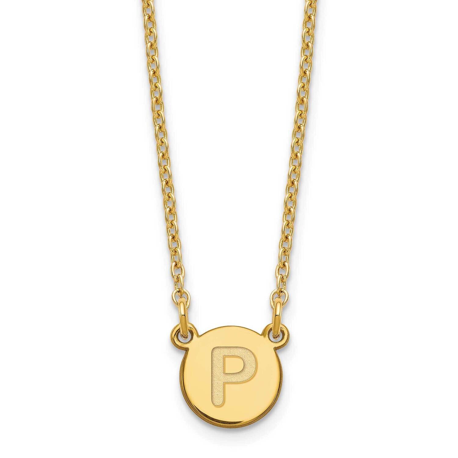 Gold-Plated Tiny Circle Block Letter P Initial Necklace Sterling Silver XNA722GP/P, MPN: XNA722GP/P,