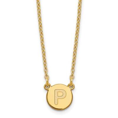 Gold-Plated Tiny Circle Block Letter P Initial Necklace Sterling Silver XNA722GP/P, MPN: XNA722GP/P,