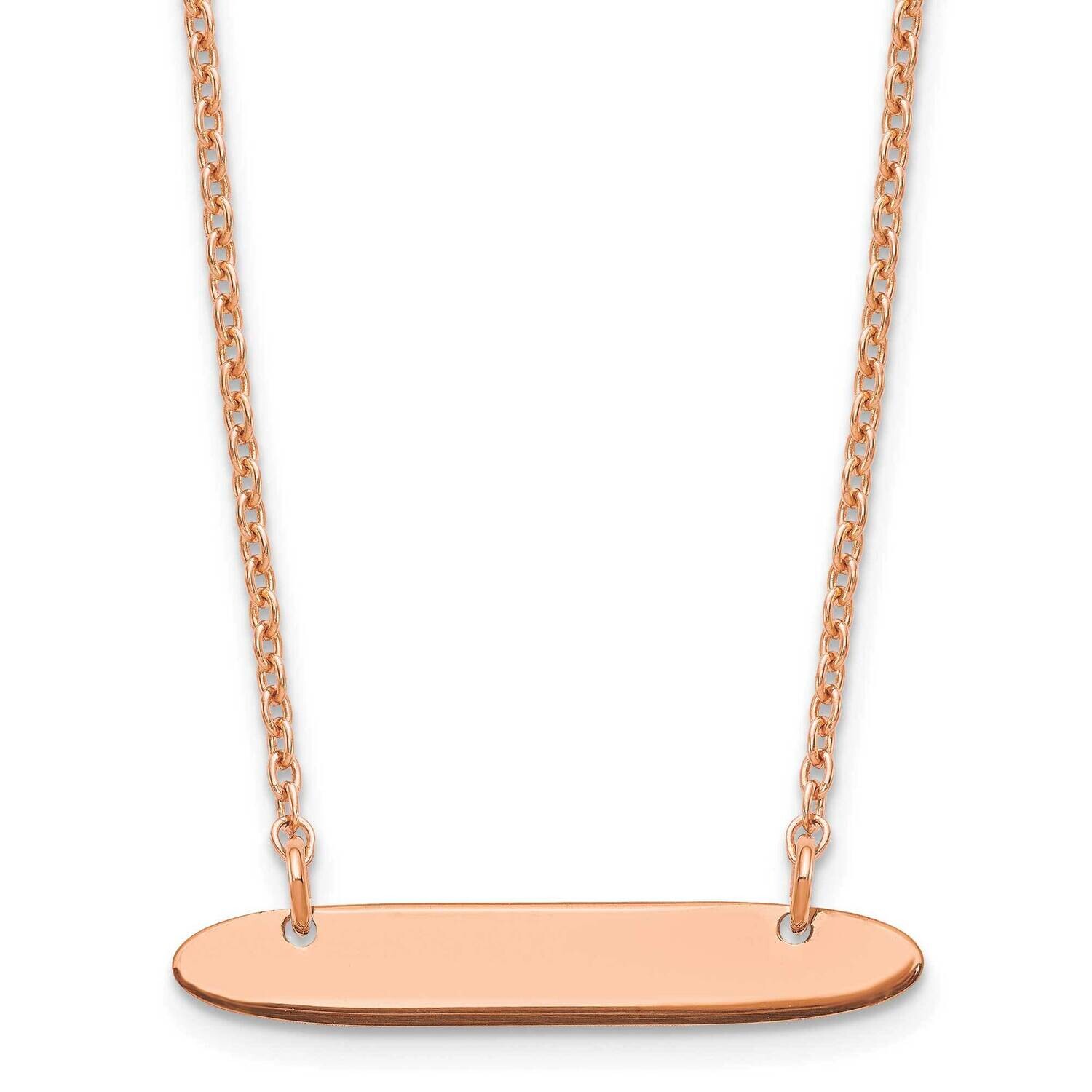 Rose-Plated Small Polished Oblong Blank Bar Necklace Sterling Silver XNA1199RP, MPN: XNA1199RP,