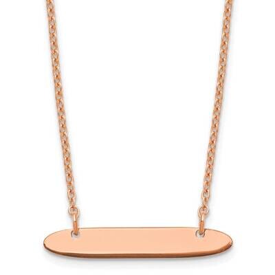 Rose-Plated Small Polished Oblong Blank Bar Necklace Sterling Silver XNA1199RP, MPN: XNA1199RP,