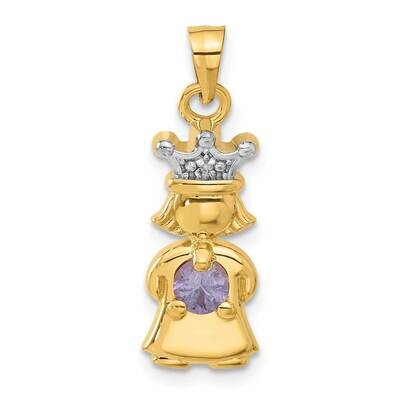 Diamond Synthetic June Birthstone Girl Pendant 14k Gold XK1069, MPN: XK1069,