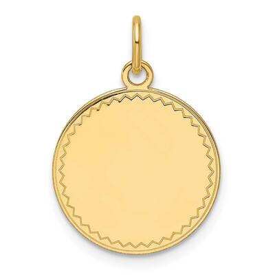 Plain .018 Gauge Engravable Round Disc Charm 14k Gold XM679/18, MPN: XM679/18,
