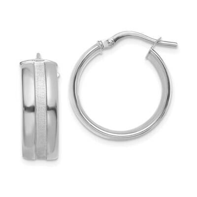 19mm Satin Polished Hoop Earrings 14k White Gold TF1762W, MPN: TF1762W, 191101974939