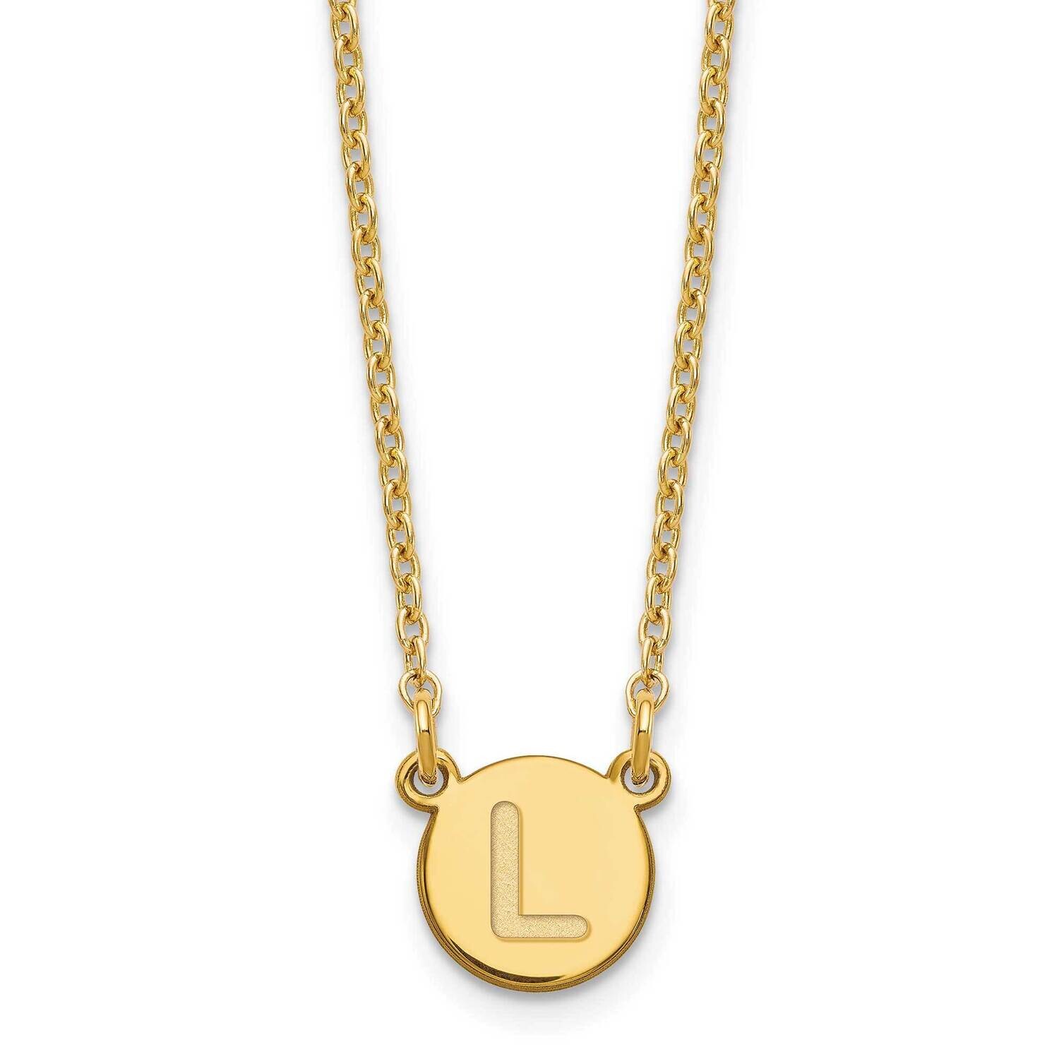 Gold-Plated Tiny Circle Block Letter L Initial Necklace Sterling Silver XNA722GP/L