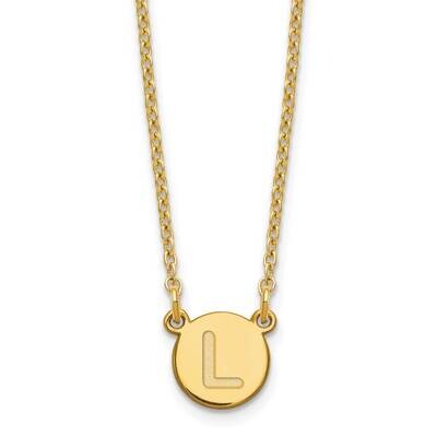 Gold-Plated Tiny Circle Block Letter L Initial Necklace Sterling Silver XNA722GP/L, MPN: XNA722GP/L,