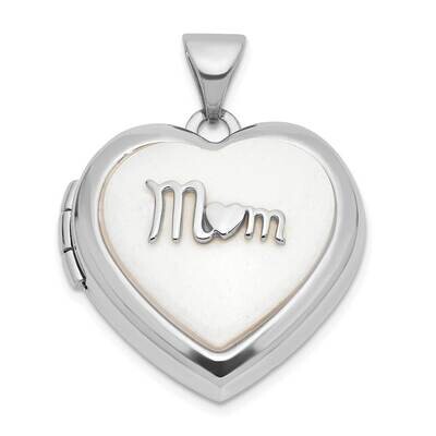 Polished White Agate Mom 18mm Heart Locket 14k White Gold XL860W, MPN: XL860W,